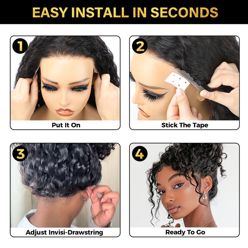 Sale Happening Now:Lace Kinky Straight 360 Full Lace Frontal Glueless Wig With Invisi Drawstring Pre Plucked Human Hair Wig