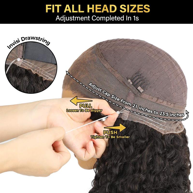 Sale Happening Now:Lace Kinky Straight 360 Full Lace Frontal Glueless Wig With Invisi Drawstring Pre Plucked Human Hair Wig